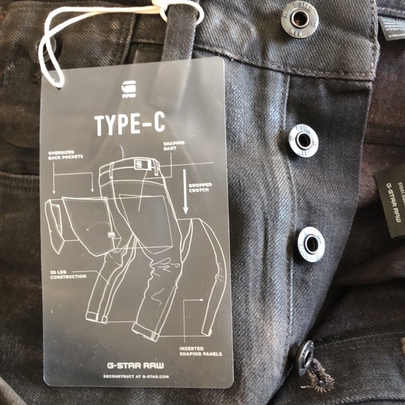 G-Star Raw men’s Renewed Type-C Tapered black denim Jeans. - Picture 9 of 12